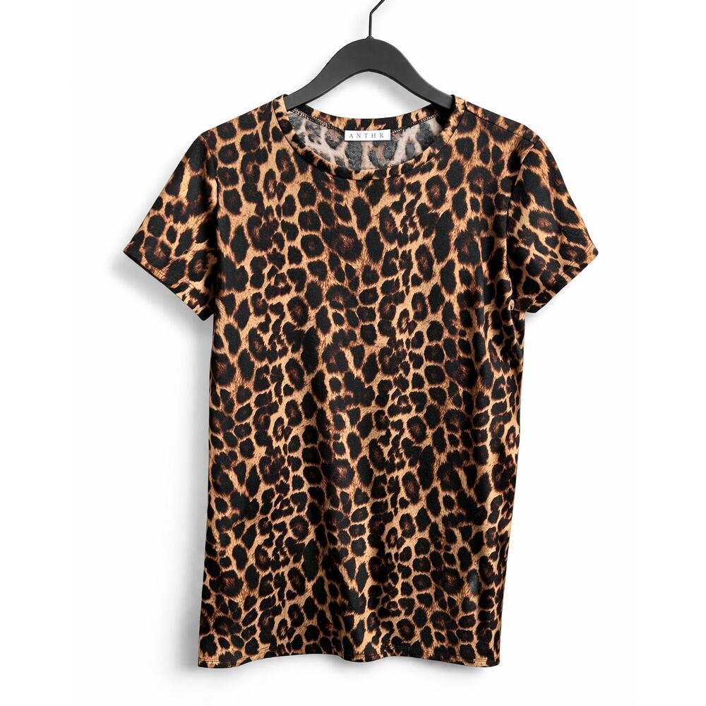 Antistar Leopard Animal Print Oversized Tunic Top Mini Dress Women's Medium